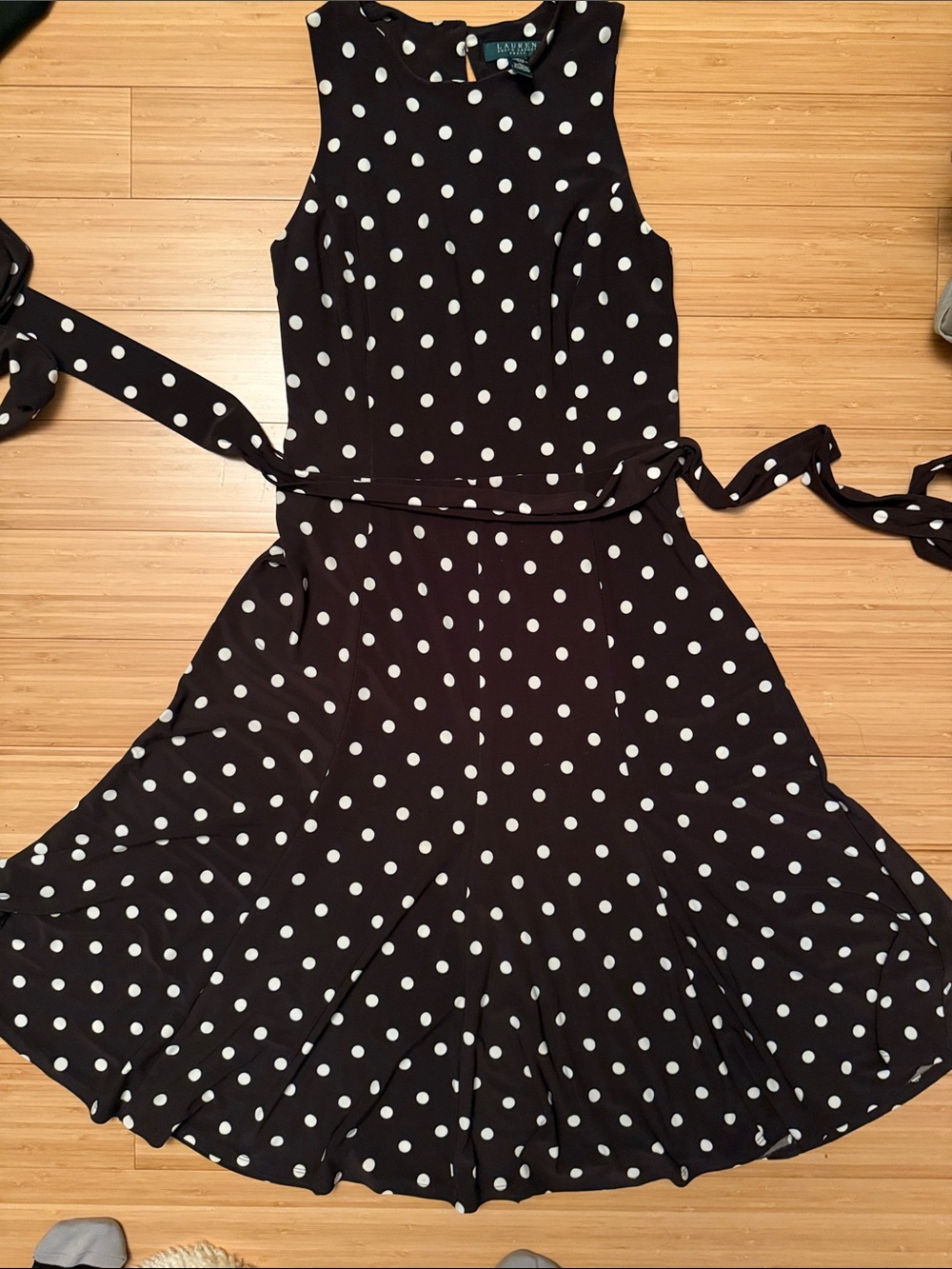Ralph Lauren Brown /White Polka Dot Sleeveless Dress